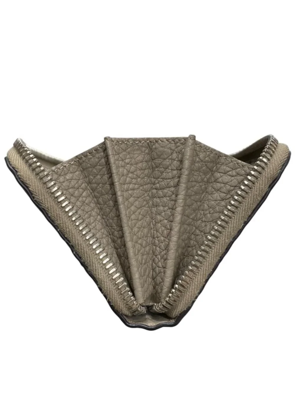 Fendi Wallet Selleria Zip Around Greige Beige Leather